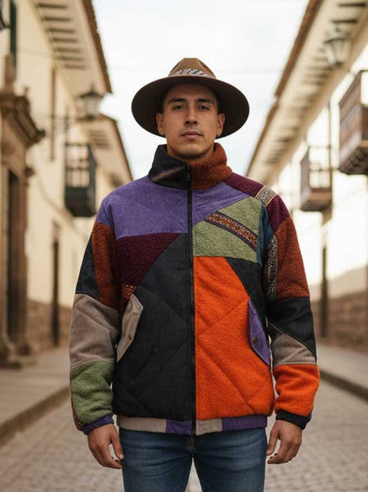 Jacket Puffer andean collage